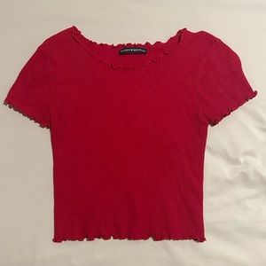 Brandy Melville Red Lettuce Edge Top